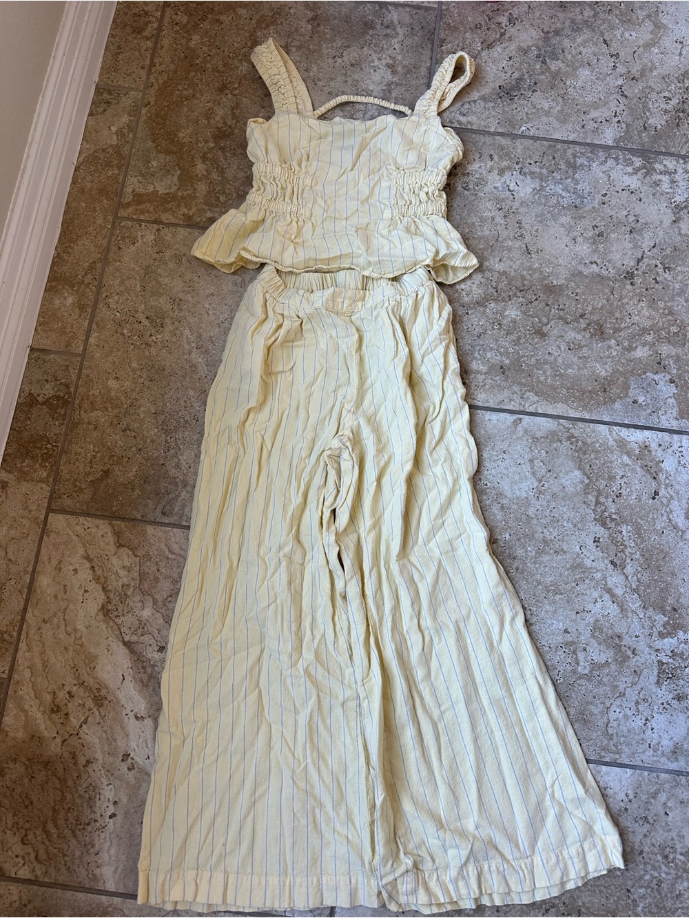 a new day Pale Yellow Striped Maxi Two-Piece Set
